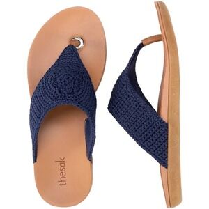 The Sak Navy Blue‎ Crochet Strap Thong Sandals Women's Size 9